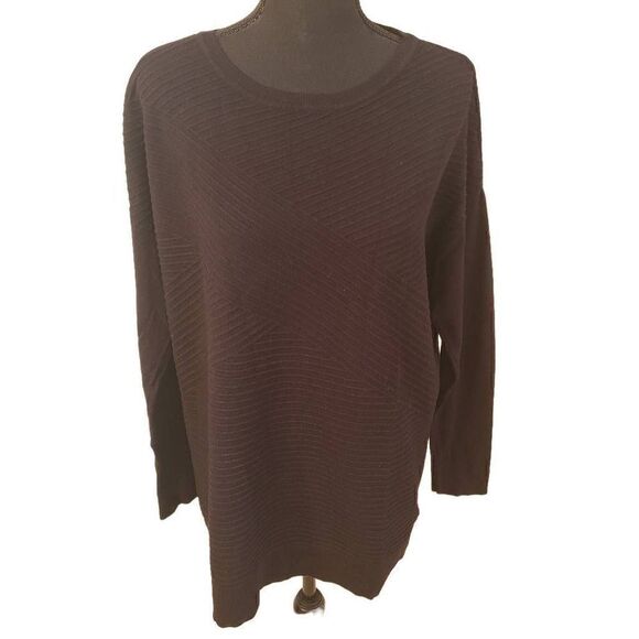 Tribal Womens Black Drop Long Sleeve Crewneck Sweater Medium - Picture 1 of 9